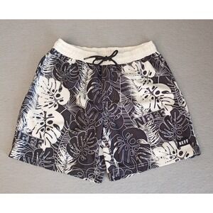 Neff UnLined Draw String Tropical Board Shorts Men Size Small Black/White